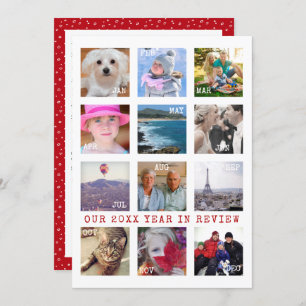 Jahr der Überprüfung   Custom 12 Foto Collage Feiertagskarte