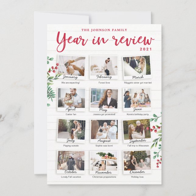 Jahr der Weihnachtskarte Monatliche Fotos Einladung (Vorderseite)