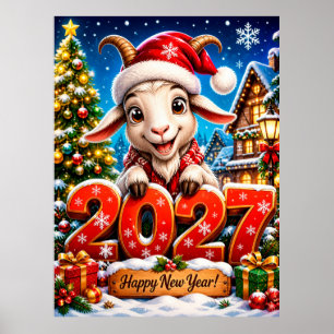 Jahr der Ziege 2027 Neujahrs Wand Poster