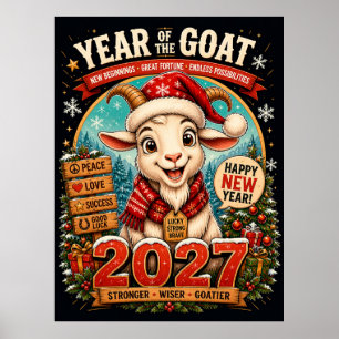 Jahr der Ziege 2027 Zodiac Neujahr Wand Poster