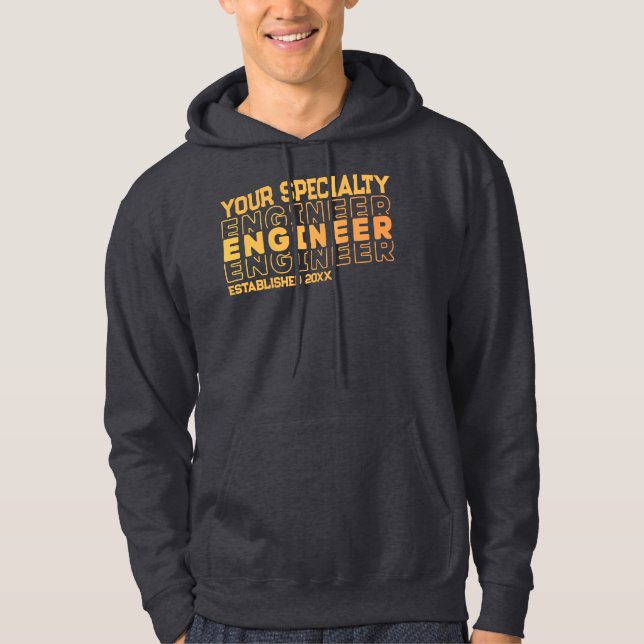 Jahr des Abschlusses für personalisierte Ingenieur Hoodie (Vorderseite)
