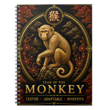 Jahr des Affen Luxus-Chinesisches-Zodiak-Notizbuch