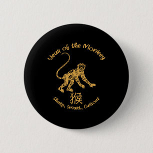 Jahr des Affenmerkmals Chinesischer Zodiak Chinesi Button