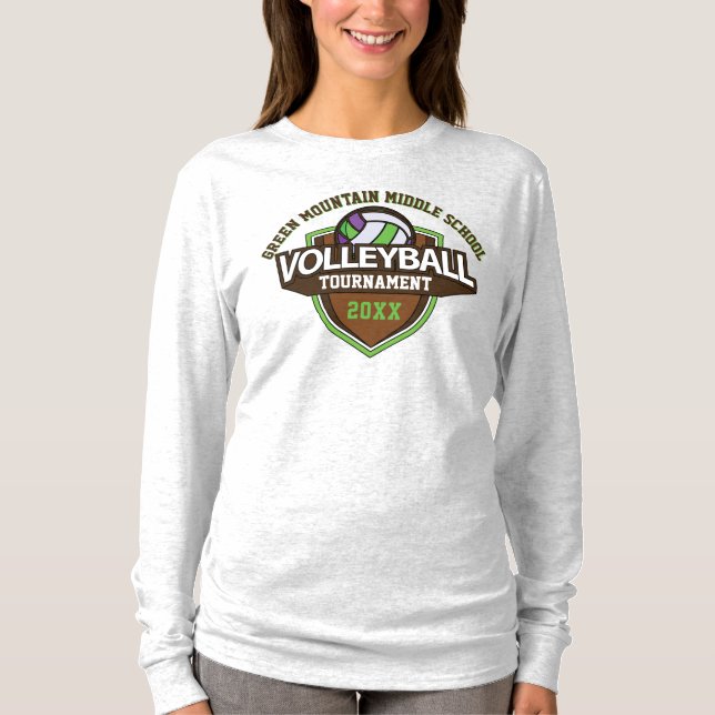 Jahr des benutzerdefinierten Volleyball-Turniers T-Shirt (Vorderseite)