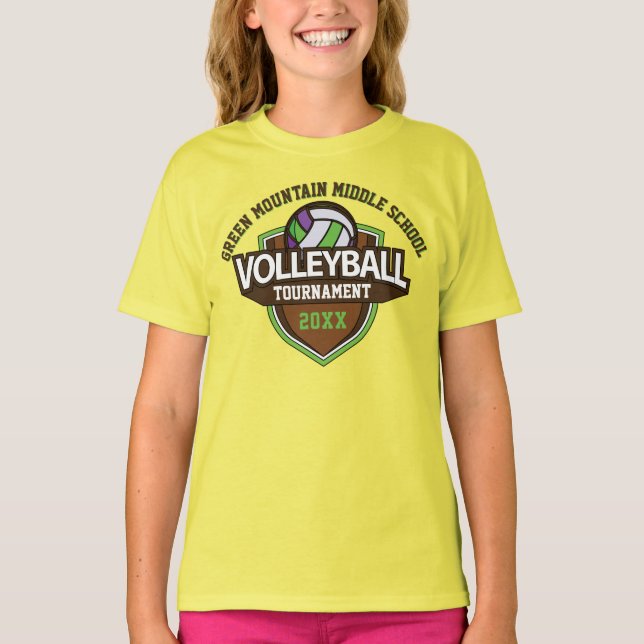 Jahr des benutzerdefinierten Volleyball-Turniers T-Shirt (Vorderseite)