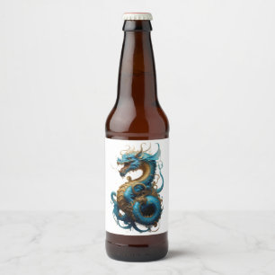 Jahr des blauen Drachen 2024 Bierflaschenetikett