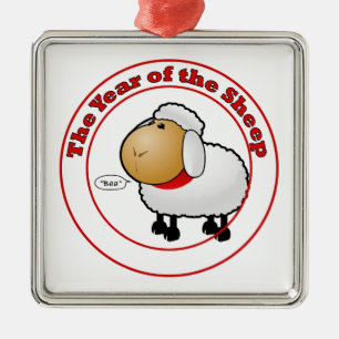 Jahr des Cartoon der Schafe Ornament Aus Metall