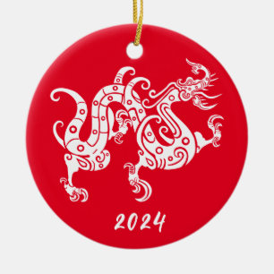 Jahr des chinesischen Drachen - Neues Jahr Keramik Ornament