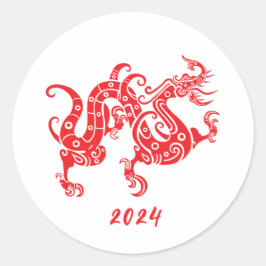 Jahr des chinesischen Drachen - Neues Jahr Runder Aufkleber