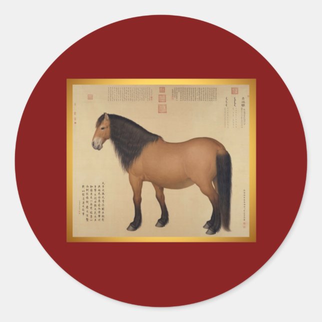 Jahr des chinesischen Neujahrsaufklebers Runder Aufkleber (Vorderseite)