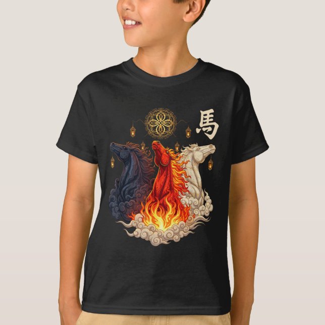 Jahr des chinesischen Pferdes T-Shirt (Vorderseite)