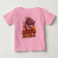 Jahr des Drachen 2024 Baby rosa T - Shirt, Dragon