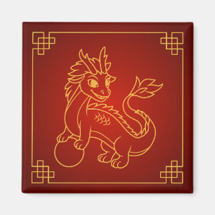 Jahr des Drachen 2024 Chinesischer Zodiac Magnet