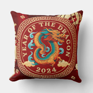 Jahr des Drachen 2024 Chinesisches Zodiakzeichen Kissen