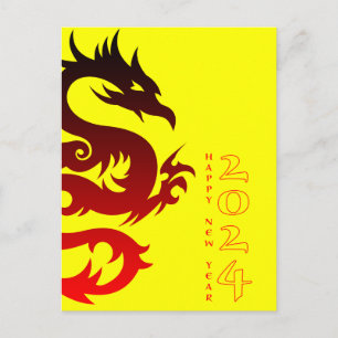 Jahr des Drachen 2024 Feiertagspostkarte