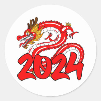 Jahr des Drachen 2024 glückliche Chinesse neues Ja Runder Aufkleber