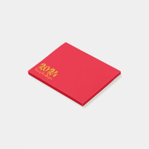 Jahr des Drachen 2024 Gold Post-it Klebezettel