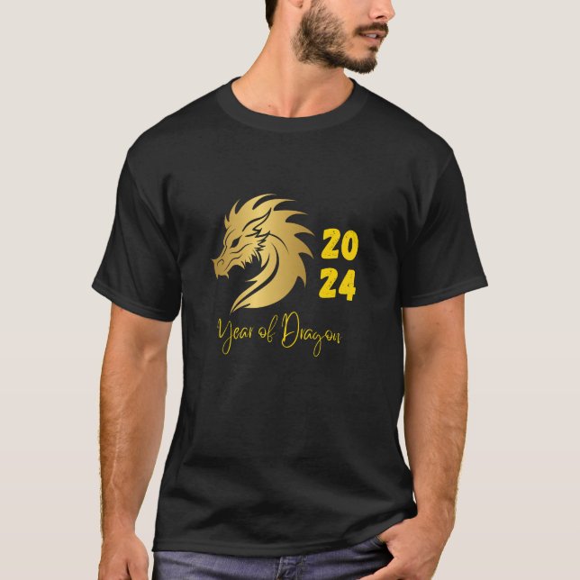 Jahr des Drachen 2024 Gold T-Shirt (Vorderseite)