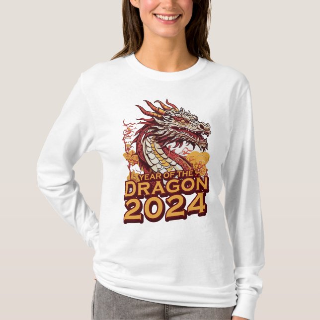 Jahr des Drachen 2024 Lange Schlange für Frauen T-Shirt (Vorderseite)