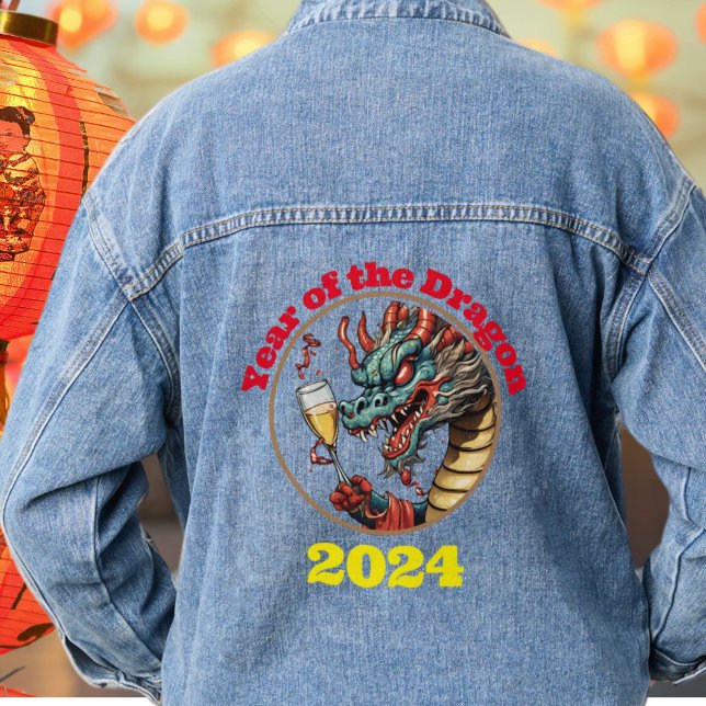 Jahr des Drachen 2024 Mondzeichen Jeansjacke (Von Creator hochgeladen)