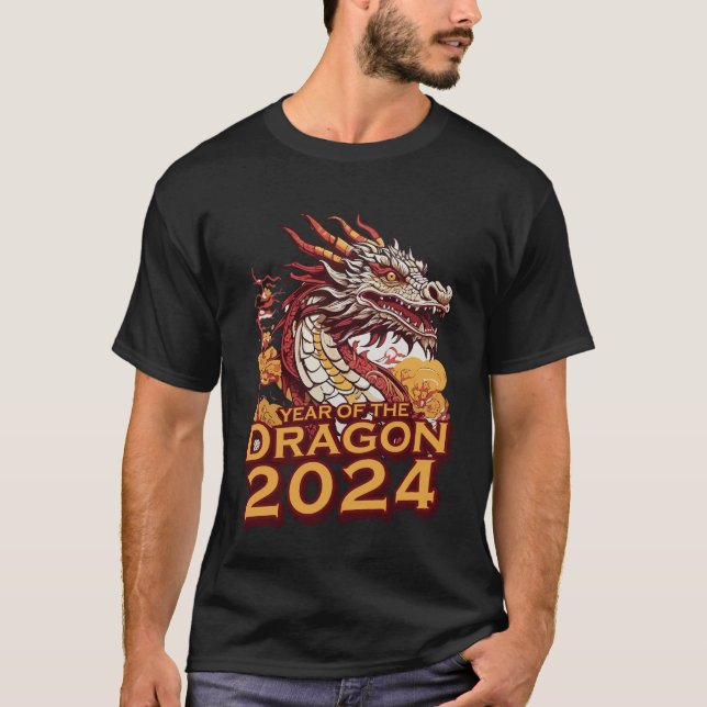 Jahr des Drachen 2024 T - Shirt der Männer, Drache (Vorderseite)