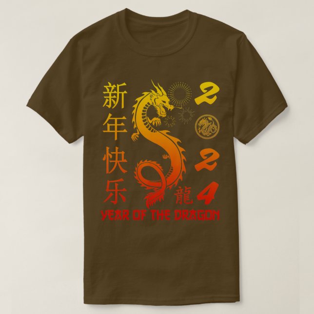 Jahr des Drachen 2024 Zodiac chinesisches Neujahr  T-Shirt (Design vorne)