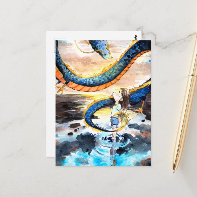 Jahr des Drachen- DNM-Postkarten Postkarte (Vorderseite/Rückseite Beispiel)