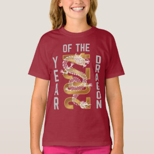 Jahr des Drachen Jahr 2024 Weiß Grau Gold T-Shirt