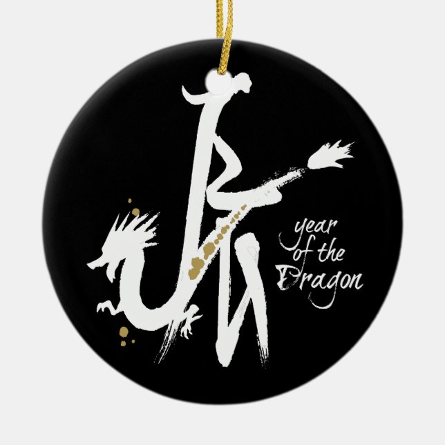 Jahr des Drachen Keramikornament (Vorne)