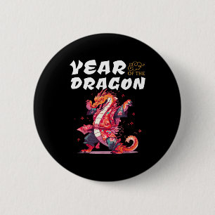 Jahr des Drachen Lustige Drachen Chinesischer Zodi Button