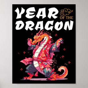 Jahr des Drachen Lustige Drachen Chinesisches Zodi Poster