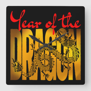 Jahr des Drachen Quadratische Wanduhr
