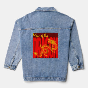 Jahr des Drachen Rot Gold Jeansjacke