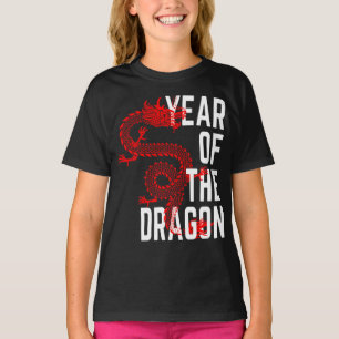 Jahr des Drachen rot weiß T-Shirt