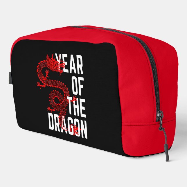 Jahr des Drachen rot weiß Waschbeutel (Rechte Ecke)