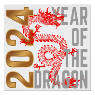 Jahr des Drachenjahres 2024 chinesischer Zodiac Poster