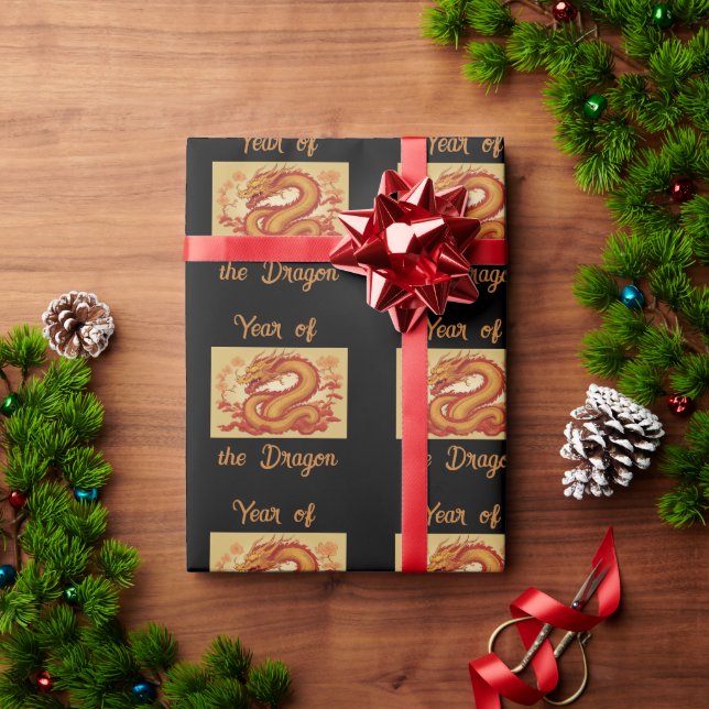 Jahr des Drachenwappenpapiers Geschenkpapier (Feiertagsgeschenk)