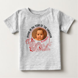 Jahr des Dragon Baby Foto mit Namen Baby T-shirt