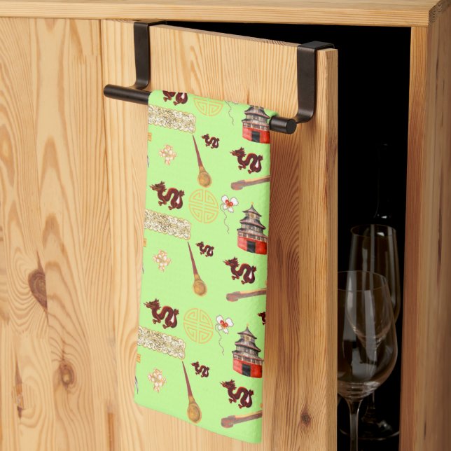 Jahr des Dragon Chinese Liebites Music Luck Geschirrtuch (Drittel gefaltet)