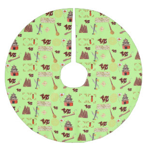 Jahr des Dragon Chinese Liebites Music Luck Polyester Weihnachtsbaumdecke