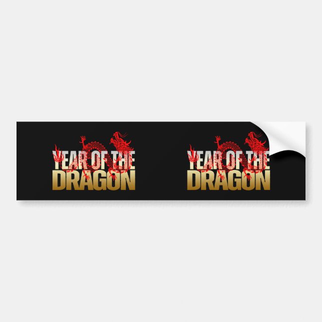 JAHR DES DRAGON RED GOLD AUTOAUFKLEBER (Vorne)