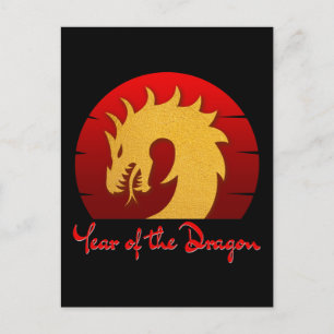 JAHR DES DRAGONGOLDS ROT POSTKARTE