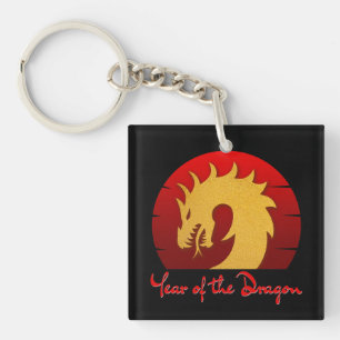 JAHR DES DRAGONGOLDS ROT SCHLÜSSELANHÄNGER