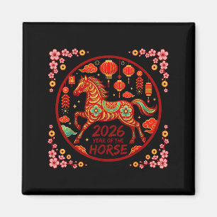 Jahr des Feuerpferdes 2026 chinesischer Sternzeich Magnet