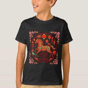 Jahr des Feuerpferdes 2026 chinesischer Sternzeich T-Shirt