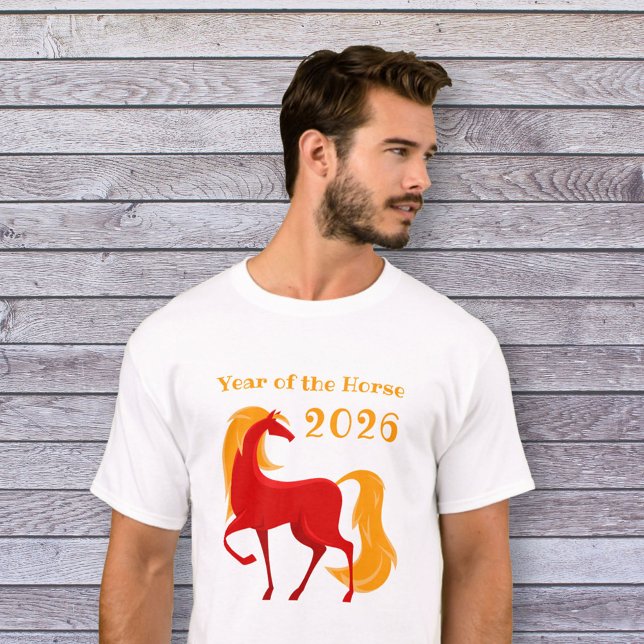 Jahr des Feuerpferdes 2026 Chinesischer Zodiaker T-Shirt (Von Creator hochgeladen)