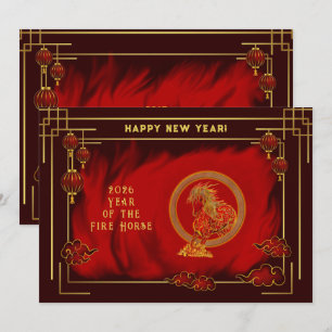 Jahr des Feuerpferdes , Frohes chinesisches Neujah Einladung
