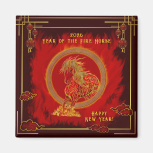 Jahr des Feuerpferdes , Frohes chinesisches Neujah Magnet