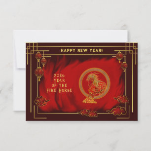 Jahr des Feuerpferdes , Frohes Lunar Neujahr RSVP Karte