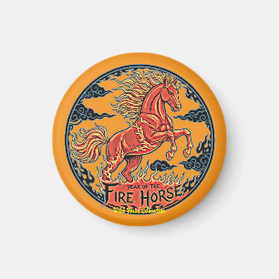 Jahr des Feuerpferdes Schwarzer kleiner Magnet